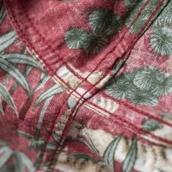 Bronson Lot AS08 Ukiyo-e Tiger & Bambo Pattern Aloha Shirt - Wine Red