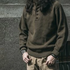 Bronson TOPS US Army High Neck Wool Sweater - Olive