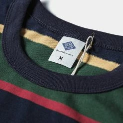 Non Stock TOPS 9.8 Oz IVY Style Striped T-Shirt - Navy/Green