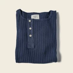 Bronson NEW ARRIVALS 11 Oz Vintage Ribbed Cotton Henley T-Shirt - Navy 13 Bronson NEW ARRIVALS 11 Oz Vintage Ribbed Cotton Henley T-Shirt - Navy