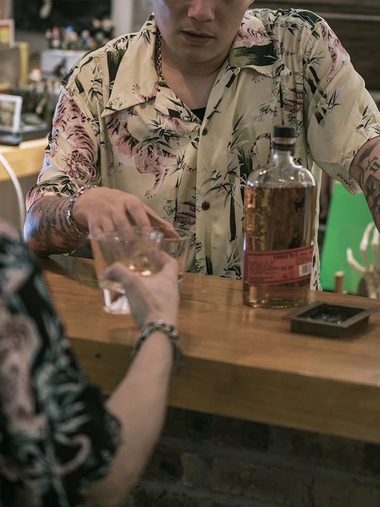 Non Stock Ukiyo-e Tiger & Bamboo Pattern Aloha Shirt - Light Green TOPS 8 Non Stock Ukiyo-e Tiger & Bamboo Pattern Aloha Shirt - Light Green TOPS