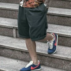 Non Stock Classic Straight Leg Double Pleated Shorts - Gray 22 Non Stock Classic Straight Leg Double Pleated Shorts - Gray