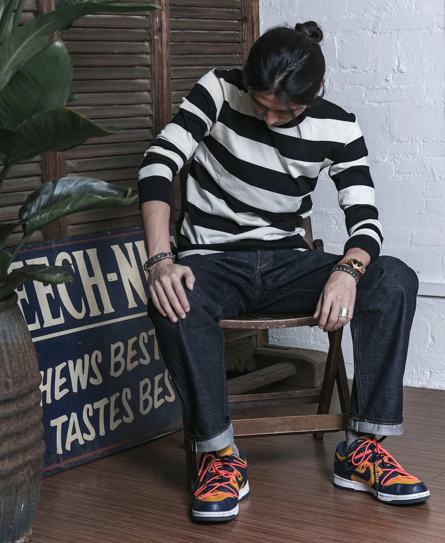 Non Stock 9 Oz Wide Striped Long Sleeve T-Shirt 10 Non Stock 9 Oz Wide Striped Long Sleeve T-Shirt