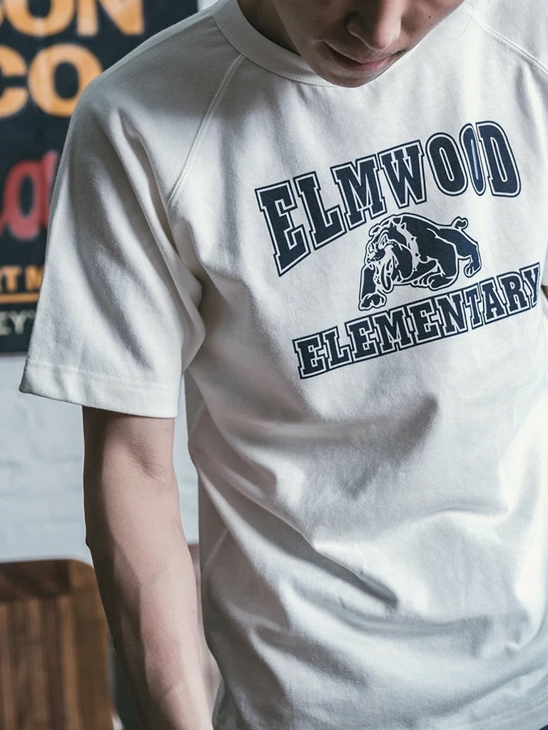 Non Stock Vintage Elmwood Elementary Print Raglan Sleeve T-Shirt TOPS 10 Non Stock Vintage Elmwood Elementary Print Raglan Sleeve T-Shirt TOPS
