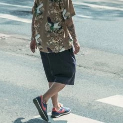 Non Stock Classic Straight Leg Double Pleated Shorts - Navy BOTTOMS