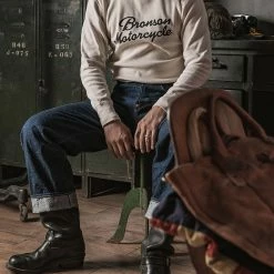 Bronson TOPS 14 Oz Raschel Knitting Waffle Logo T-Shirt