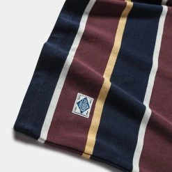Non Stock 9.8 Oz IVY Style Striped T-Shirt - Burgundy Red/Navy TOPS