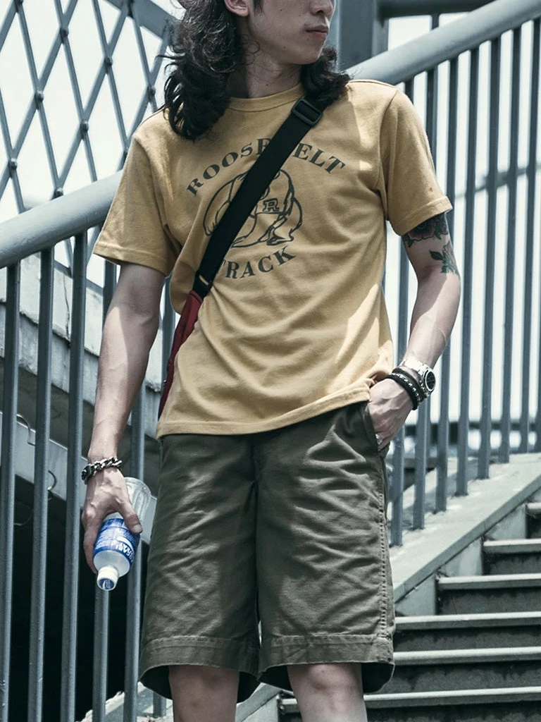 Non Stock Vintage Roosevelt Track Print Short Sleeve T-Shirt TOPS 10 Non Stock Vintage Roosevelt Track Print Short Sleeve T-Shirt TOPS