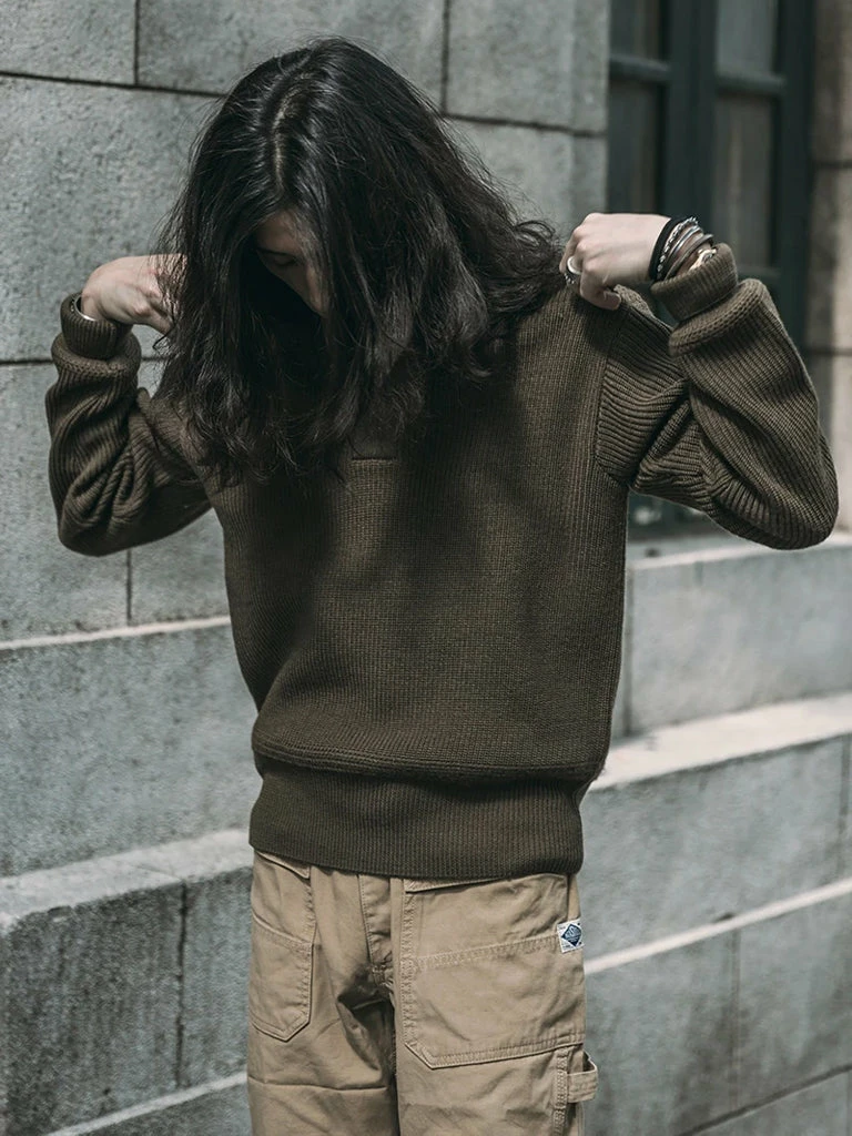 Bronson USAAF Type A-1 V-neck Mechanics Sweater - Olive 8 Bronson USAAF Type A-1 V-neck Mechanics Sweater - Olive