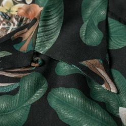 Non Stock Plants & Flowers Pattern Aloha Shirt - Black