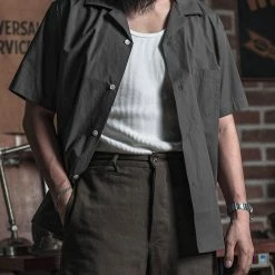 Bronson Classic Panama Open Collar Shirt - Dark Gray Back In Stock