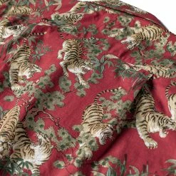 Bronson Lot AS08 Ukiyo-e Tiger & Bambo Pattern Aloha Shirt - Wine Red