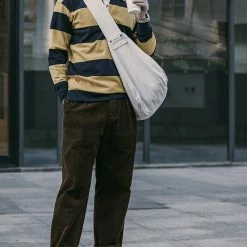 Non Stock TOPS Classic Fit Striped Jersey Rugby Shirt - Yellow And Navy Blue Stripe