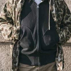 Non Stock 17.5 Oz Terry Cloth Zip-Up Hoodie - Black TOPS