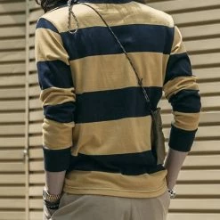 Non Stock TOPS 10 Oz Striped Long Sleeve Crewneck T-Shirt 22 Non Stock TOPS 10 Oz Striped Long Sleeve Crewneck T-Shirt