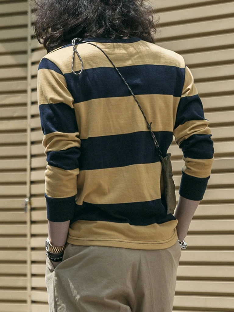 Non Stock TOPS 10 Oz Striped Long Sleeve Crewneck T-Shirt 7 Non Stock TOPS 10 Oz Striped Long Sleeve Crewneck T-Shirt