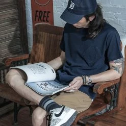 Bronson 1930s Slanted Pocket Tubular T-Shirt - Navy TOPS