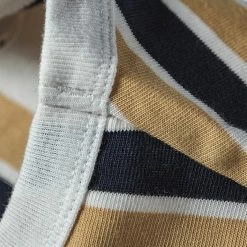 Non Stock 9.8 Oz IVY Style Striped T-Shirt - Maize/Blue TOPS