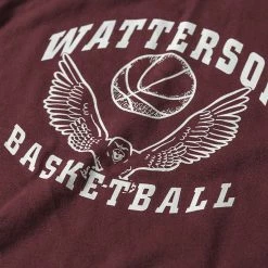 Non Stock Vintage Watterson Basketball Print Raglan Sleeve T-Shirt