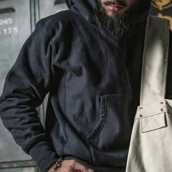 Bronson TOPS 21 Oz Military Academy Reverse Weave Hoodie - Black 22 Bronson TOPS 21 Oz Military Academy Reverse Weave Hoodie - Black