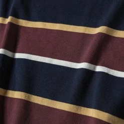 Non Stock 9.8 Oz IVY Style Striped T-Shirt - Burgundy Red/Navy TOPS
