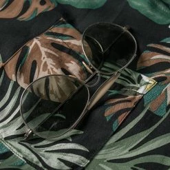 Non Stock Plants & Flowers Pattern Aloha Shirt - Black