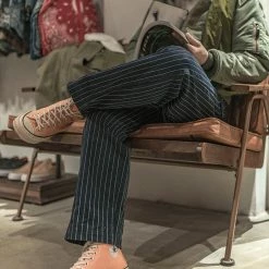 Bronson NEW ARRIVALS Lot 952 HBT Striped Mechanic Pants - Navy 33 Bronson NEW ARRIVALS Lot 952 HBT Striped Mechanic Pants - Navy