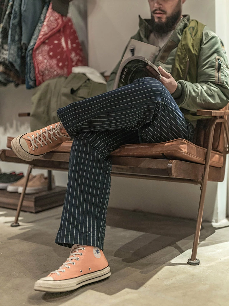 Bronson NEW ARRIVALS Lot 952 HBT Striped Mechanic Pants - Navy 11 Bronson NEW ARRIVALS Lot 952 HBT Striped Mechanic Pants - Navy